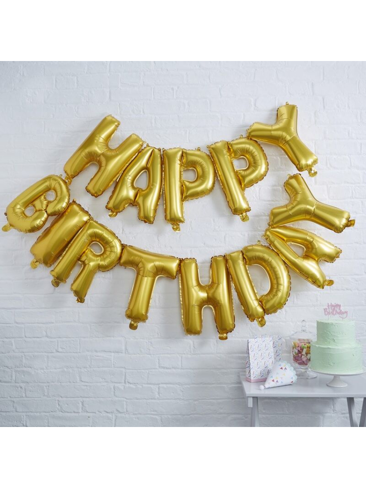 Ginger Ray PM-956 Pick & Mix - Palloncini dorati "Happy Birthday" main product photo