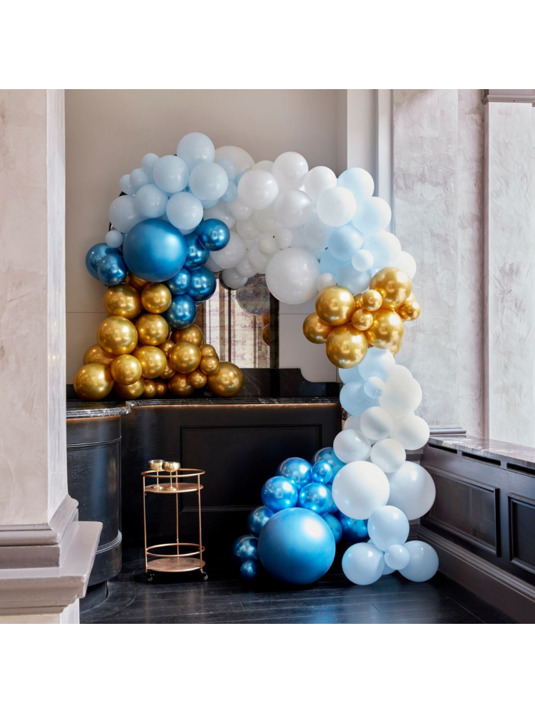 BA-323 Ballon Arch - Arco Globale Blu e Cromo Dorato main product photo