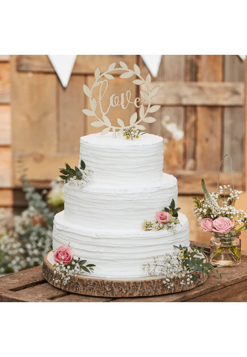 Ginger Ray CW-234 Rustic Country Topper per Torta Nuziale Legno Love ()