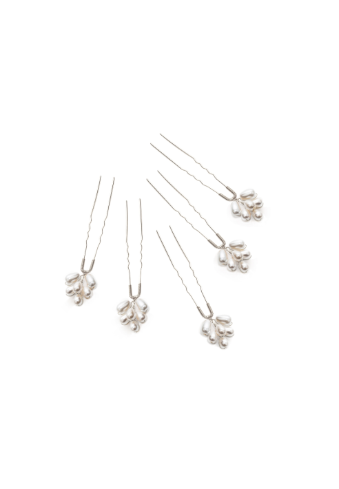 Abrazi Perla Spille per Capelli Argento