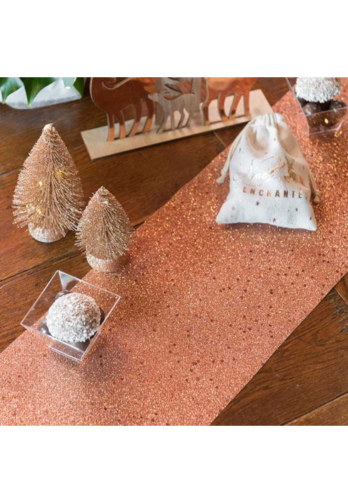 Santex 7036-20 -Runner da tavolo Glitter Rosa Dorato