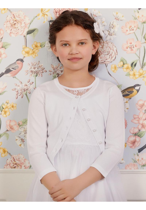 LILLY 09-783-WH Cardigan in maglia fine bianco