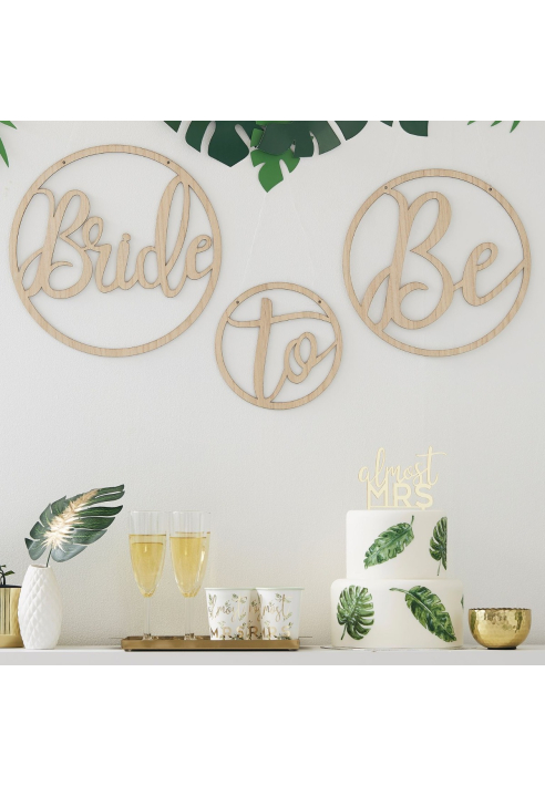 Ginger Ray BS-407 Hen Botanical | Anelli di legno decorativi “Bride To Be”
