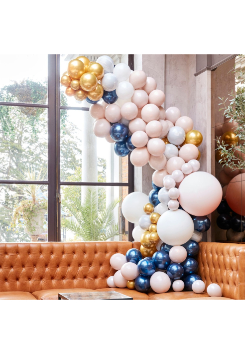 Ginger Ray BA-324 Ballon Arch - Arco di Palloncini di Marmo, Grigio e Oro Cromato
