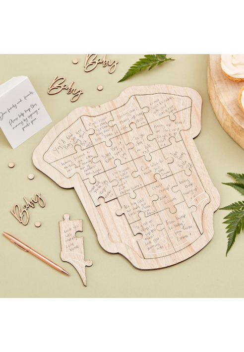 Ginger Ray BAB-126 Botanical Baby - libro degli Ospiti Puzzle di Legno Scimmie