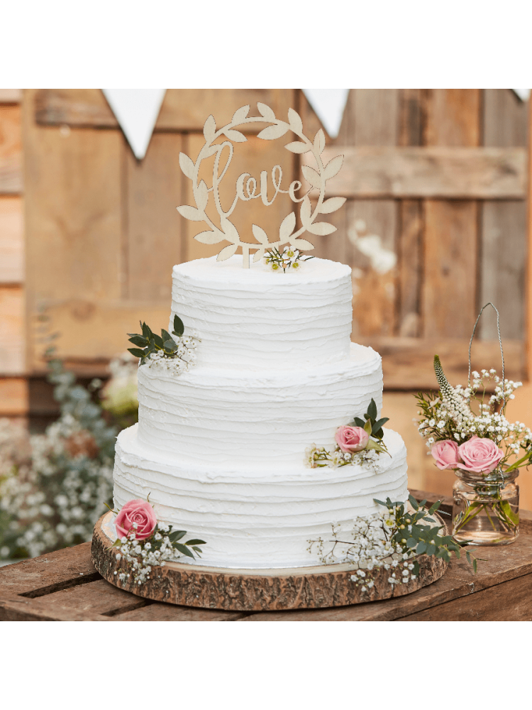 Ginger Ray CW-234 Rustic Country Topper per Torta Nuziale Legno Love main product photo
