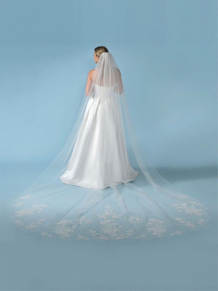 Poirier S432-350-MED Velo ricamato con fiori main product photo